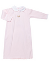 light pink day gown with hand embroidered girl puppy