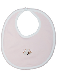 Spotted Girl Puppy Pima Baby Bib | Lt Pink