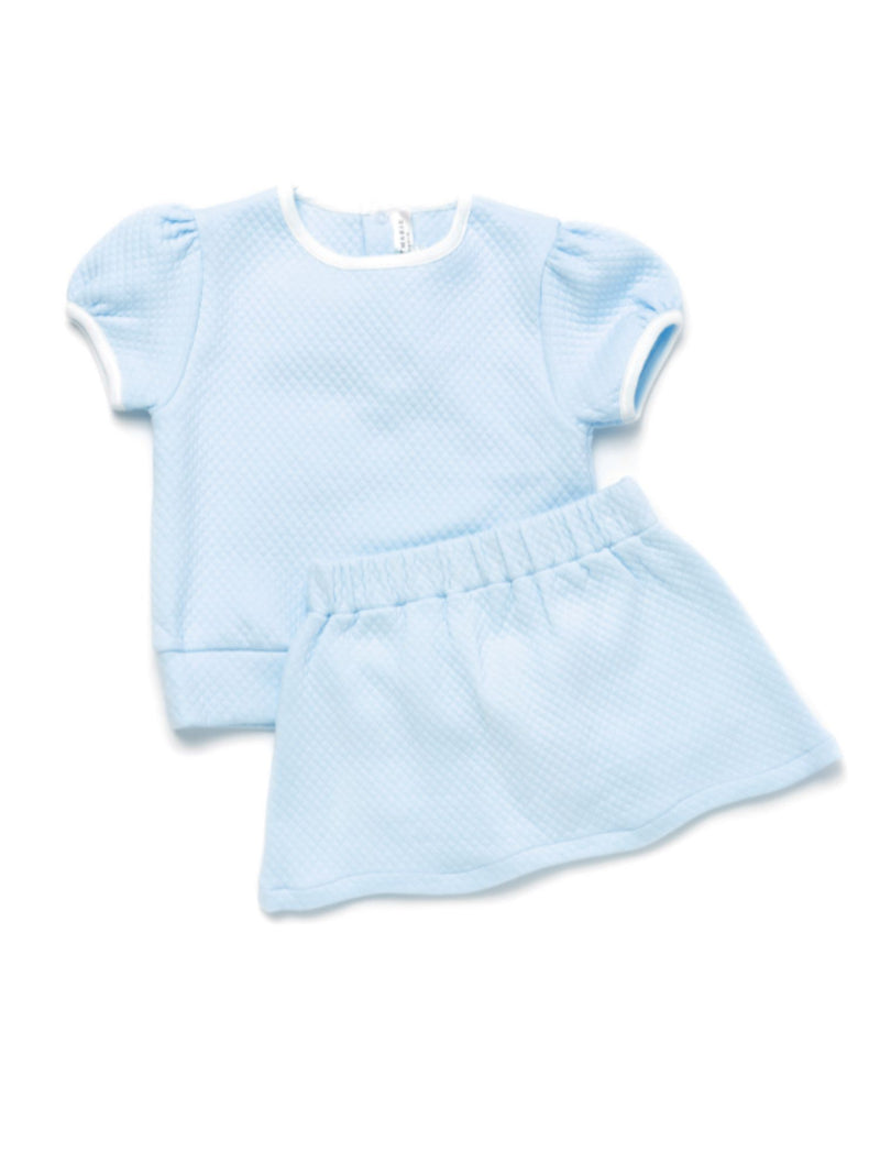 Diamond Quilt Pima Skirt Set | Lt Blue