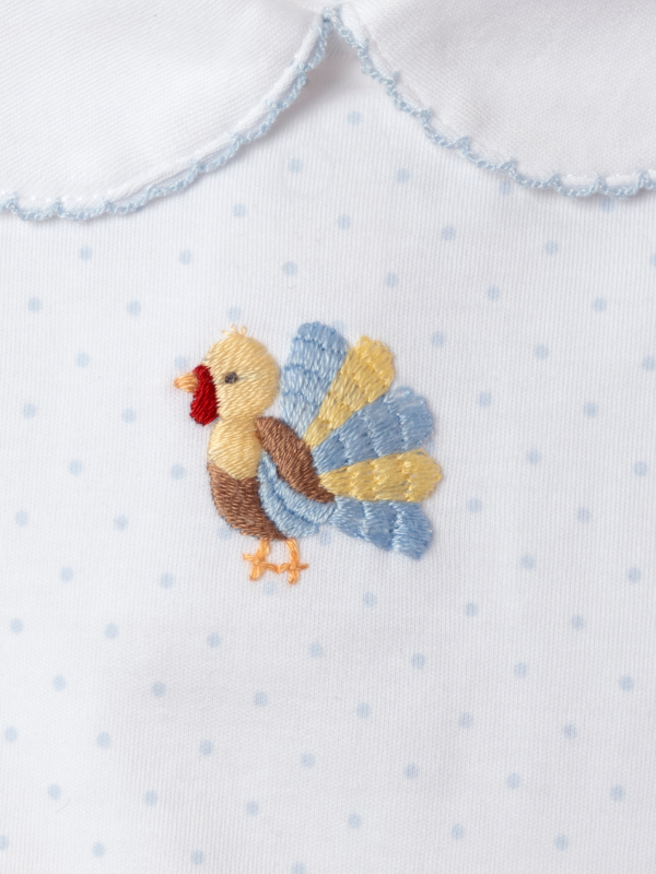 Blue Feather Turkey Pima Bloomer Set | Lt Blue Bitty Dot
