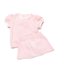 Diamond Quilt Pima Tween Skirt Set | Lt Pink