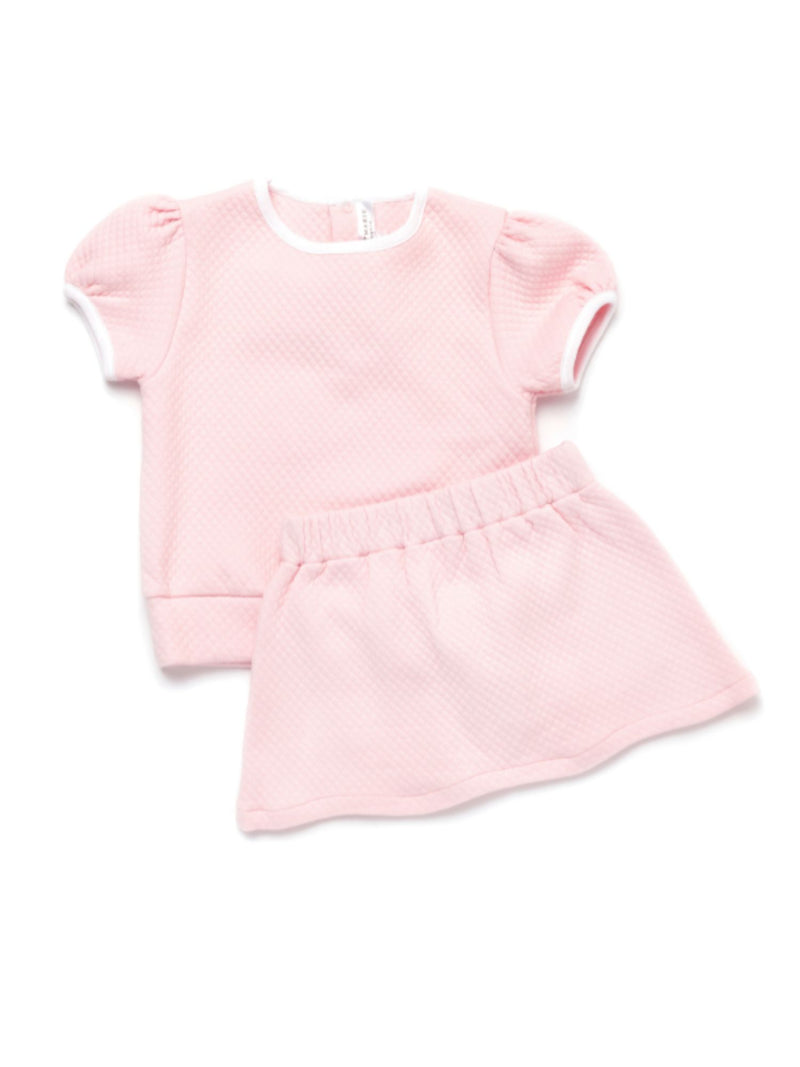 Diamond Quilt Pima Tween Skirt Set | Lt Pink