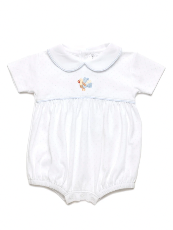 Blue Feather Turkey Pima Bubble | Lt Blue Bitty Dot