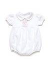 Clara Hand Smocked Special Knit Bubble | White/Lt Pink