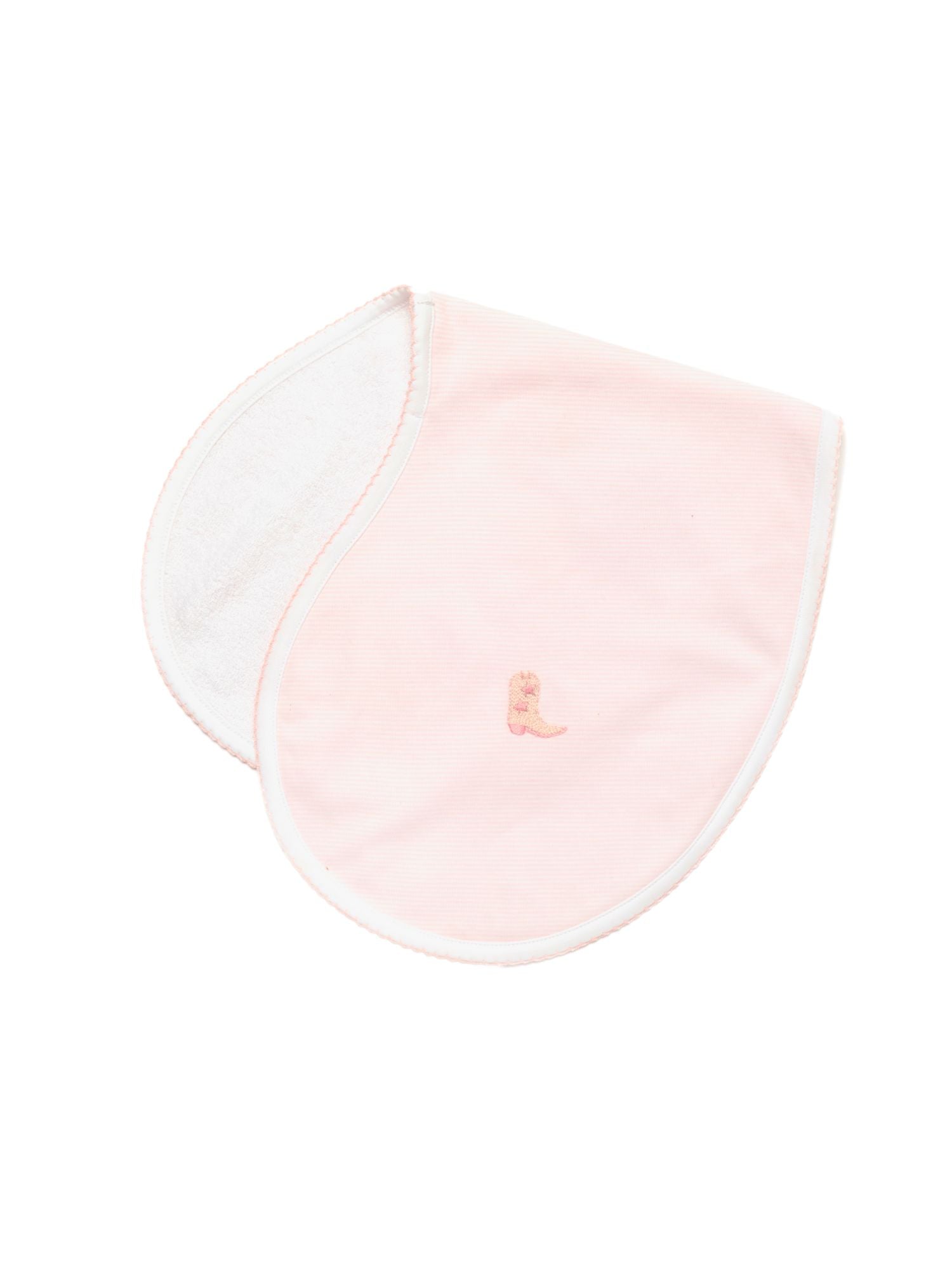 Cowgirl Boot Pima Burp Cloth | Lt Pink