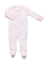 Footie Zipper Pima Baby Essential | Lt Pink Mini Stripe