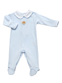 Spotted Boy Puppy Collared Pima Footie | Lt Blue