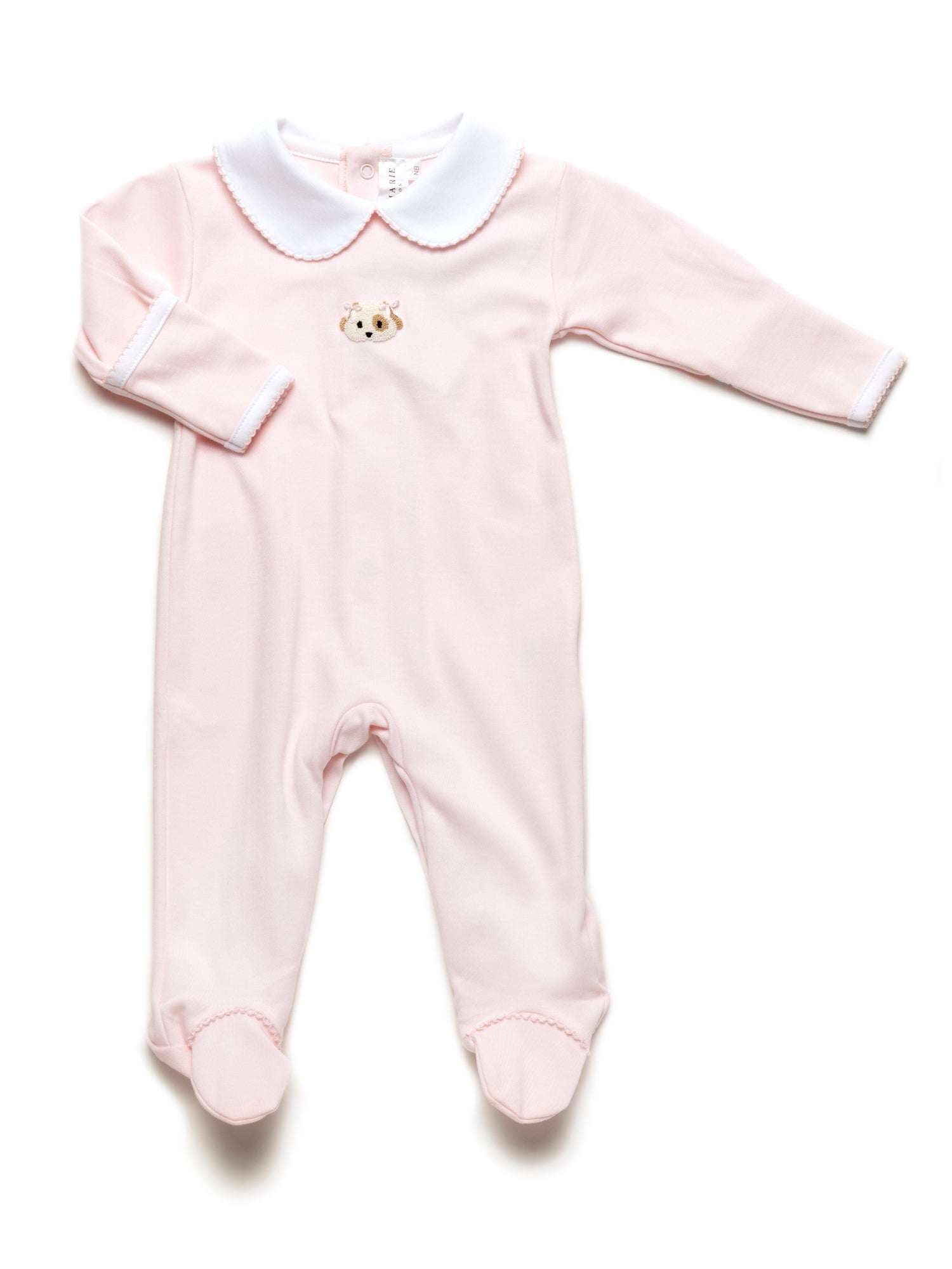 Spotted Girl Puppy Collared Pima Footie | Lt Pink
