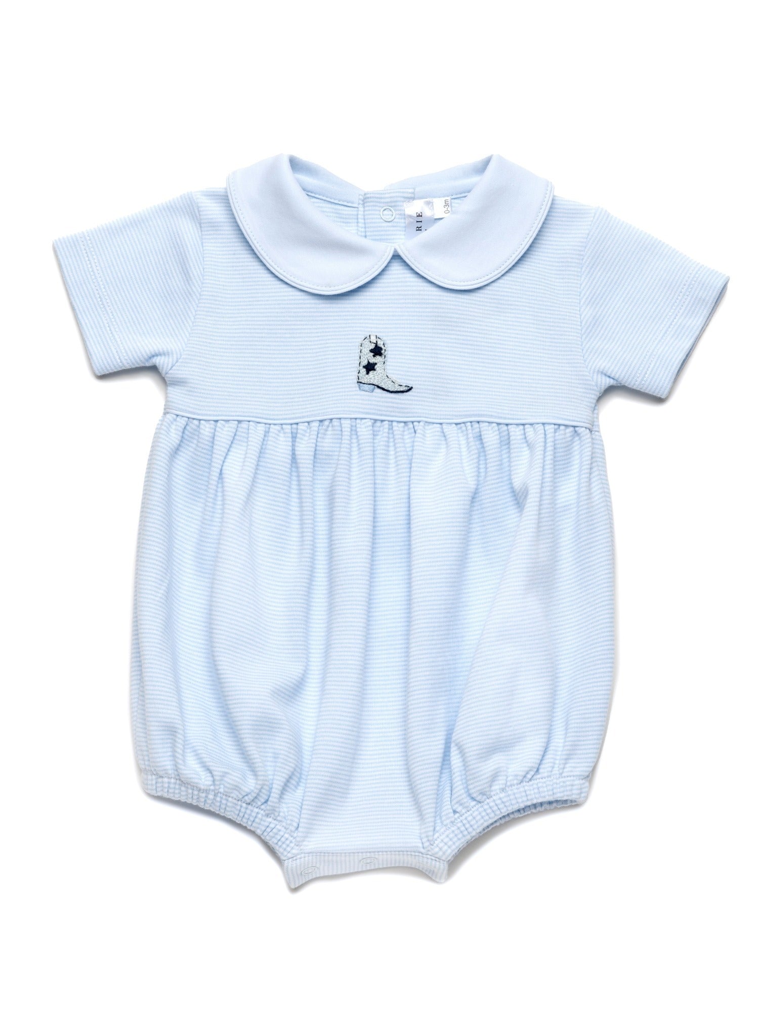 Cowboy Boot Pima Bubble | Lt Blue Mini Stripe