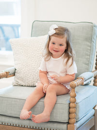 Ruffle Short Pima Baby Lounge Set | Lt Pink Mini Stripe