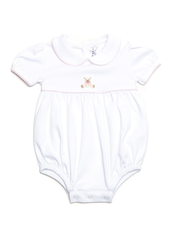 Pink Teddy Bear Pima Bubble | White/Lt Pink