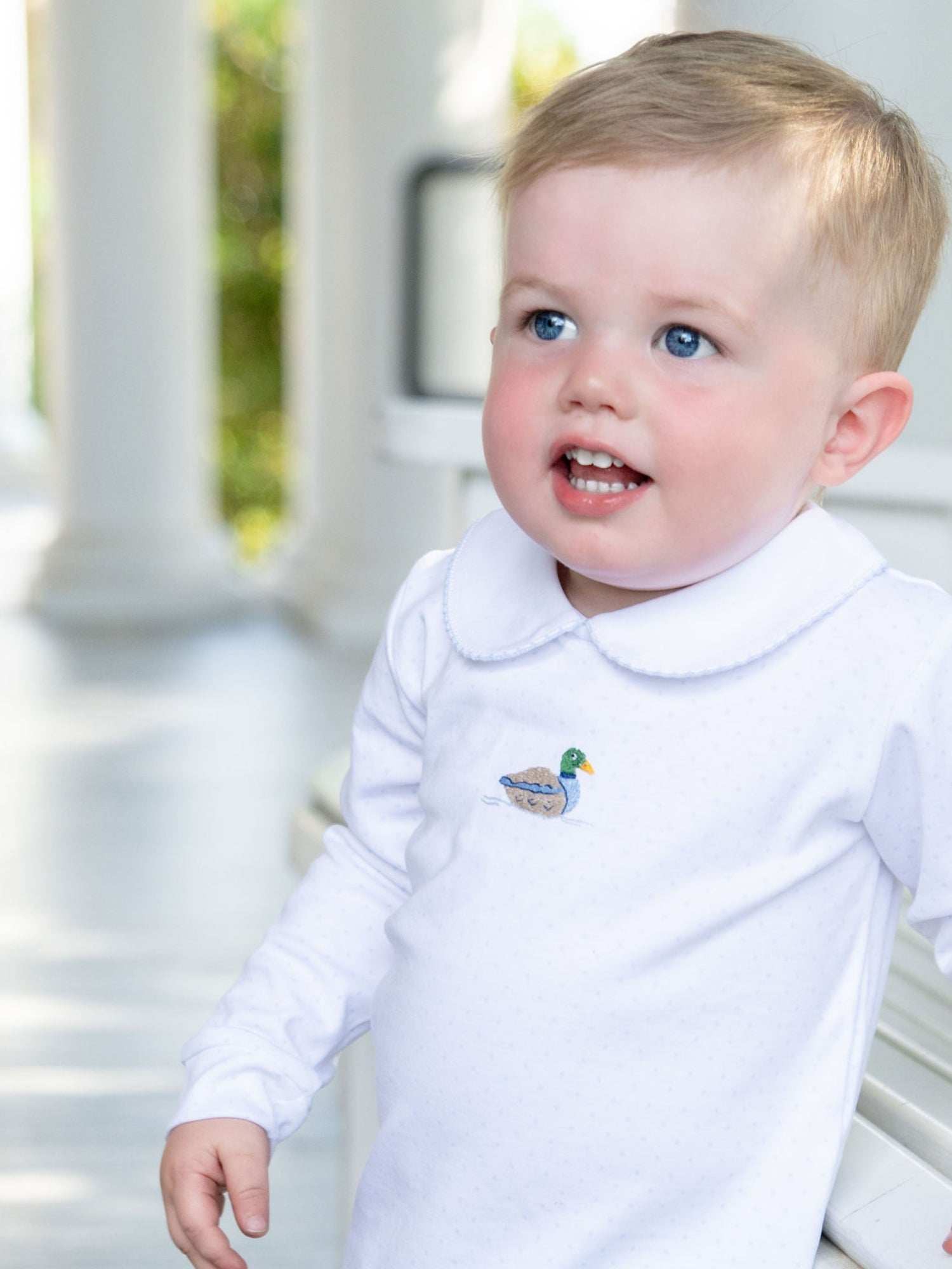 Mallard Boy Duck Pima Bloomer Set | Lt Blue Bitty Dot