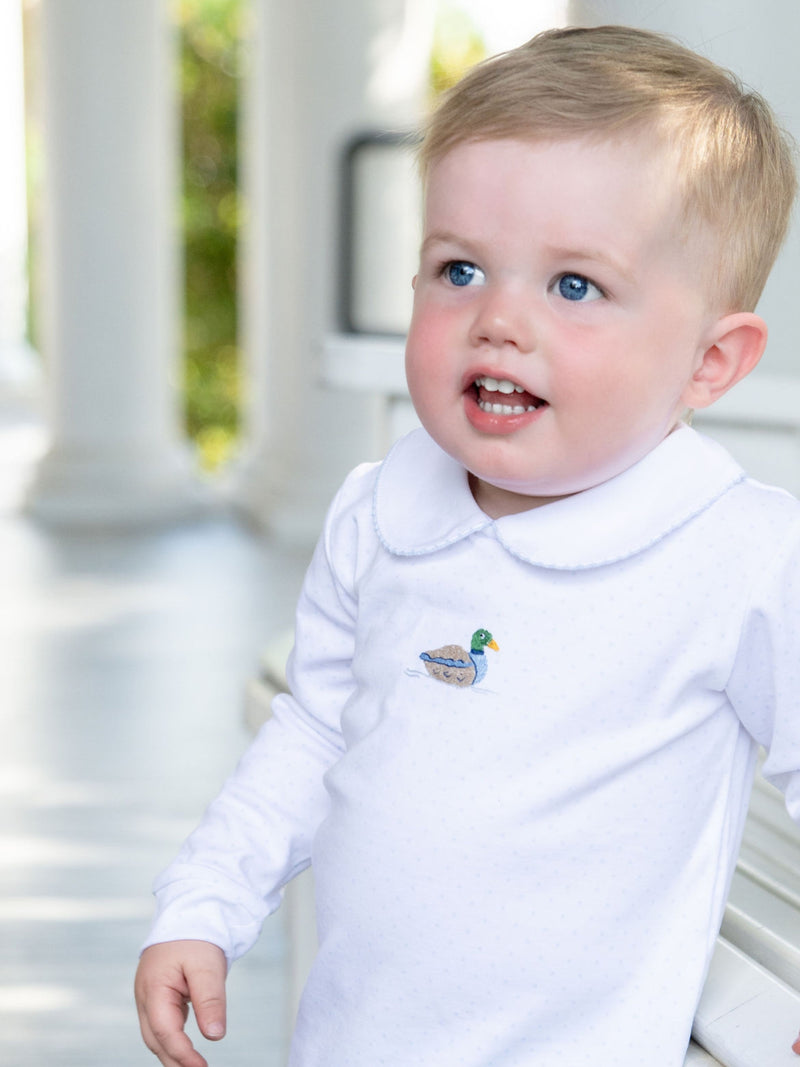 Mallard Boy Duck Pima Bloomer Set | Lt Blue Bitty Dot