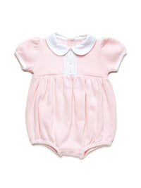 Olivia Hand Smocked Special Knit Bubble | Lt Pink/White