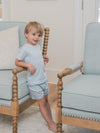 Short Sleeve Pima Baby Short Set | Lt Blue Mini Stripe