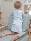 Short Sleeve Pima Baby Short Set | Lt Blue Mini Stripe
