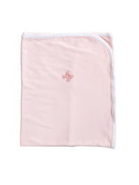 Classic Bow Pima Baby Blanket | Lt Pink