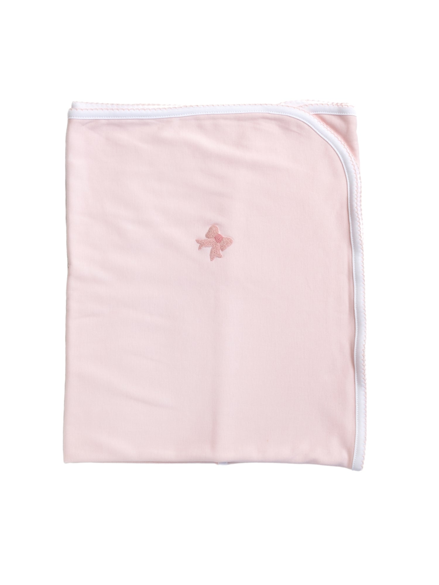 Classic Bow Pima Baby Blanket | Lt Pink