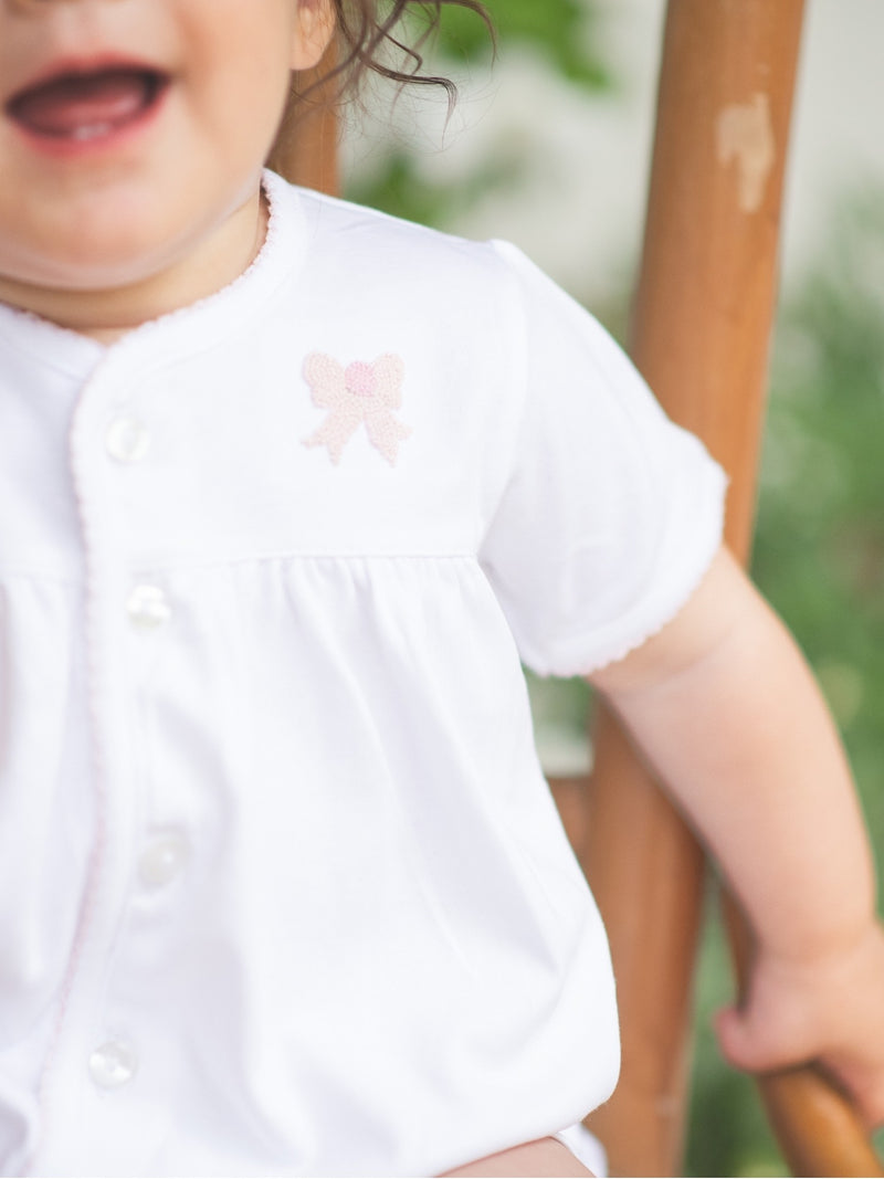 Classic Bow Pima Diaper Set | White