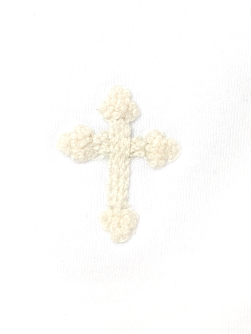 Cross Pima Burp Cloth - White