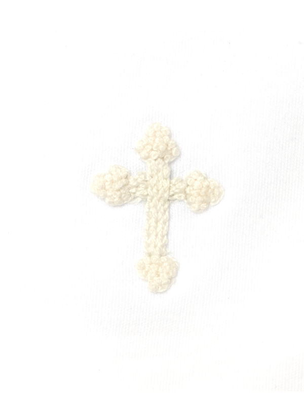 Cross Pima Baby Hat - White