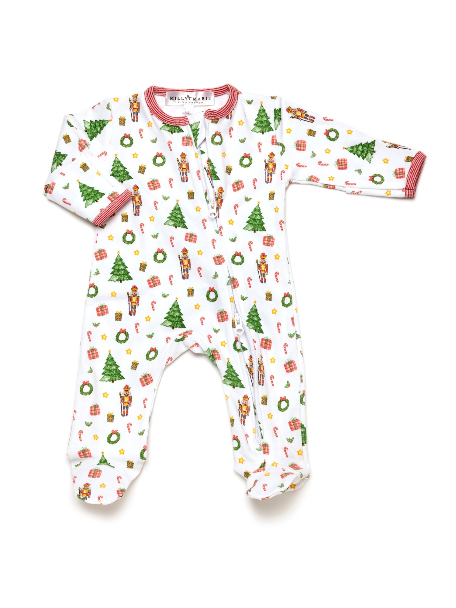 Baby Pima Two Way Zipper Footie | Winter Whimsy Holiday