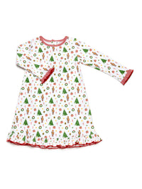 Children's dress with Christmas pattern on a white background