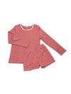 Women's Pima Long Sleeve Short Set - Red Mini Stripe