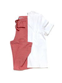 Men's Pima Lounge Pants and Shirt Set | Red Mini Stripe