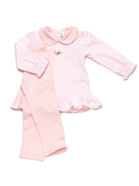 Spotted Puppy Pima Tunic Set | Lt Pink Mini Stripe/Lt Pink