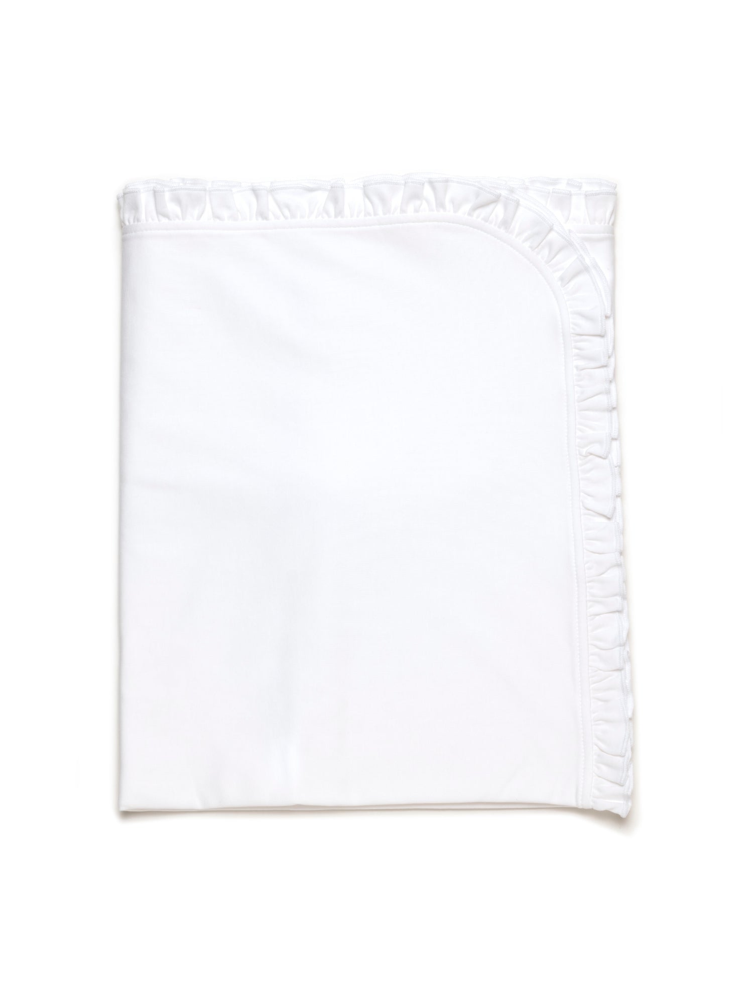 Pima Cotton Ruffle Trim Baby Blanket - White