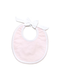 Classic Bow Snap Pima Baby Bib - Lt Pink Mini Stripe