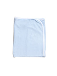 Pima Cotton Picot Trim Baby Blanket - Lt Blue Mini Stripe