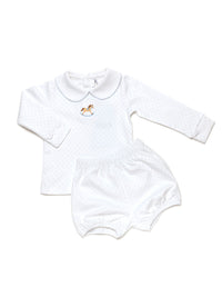 Small Rocking Horse Bloomer Set | Lt Pink Bitty Dot