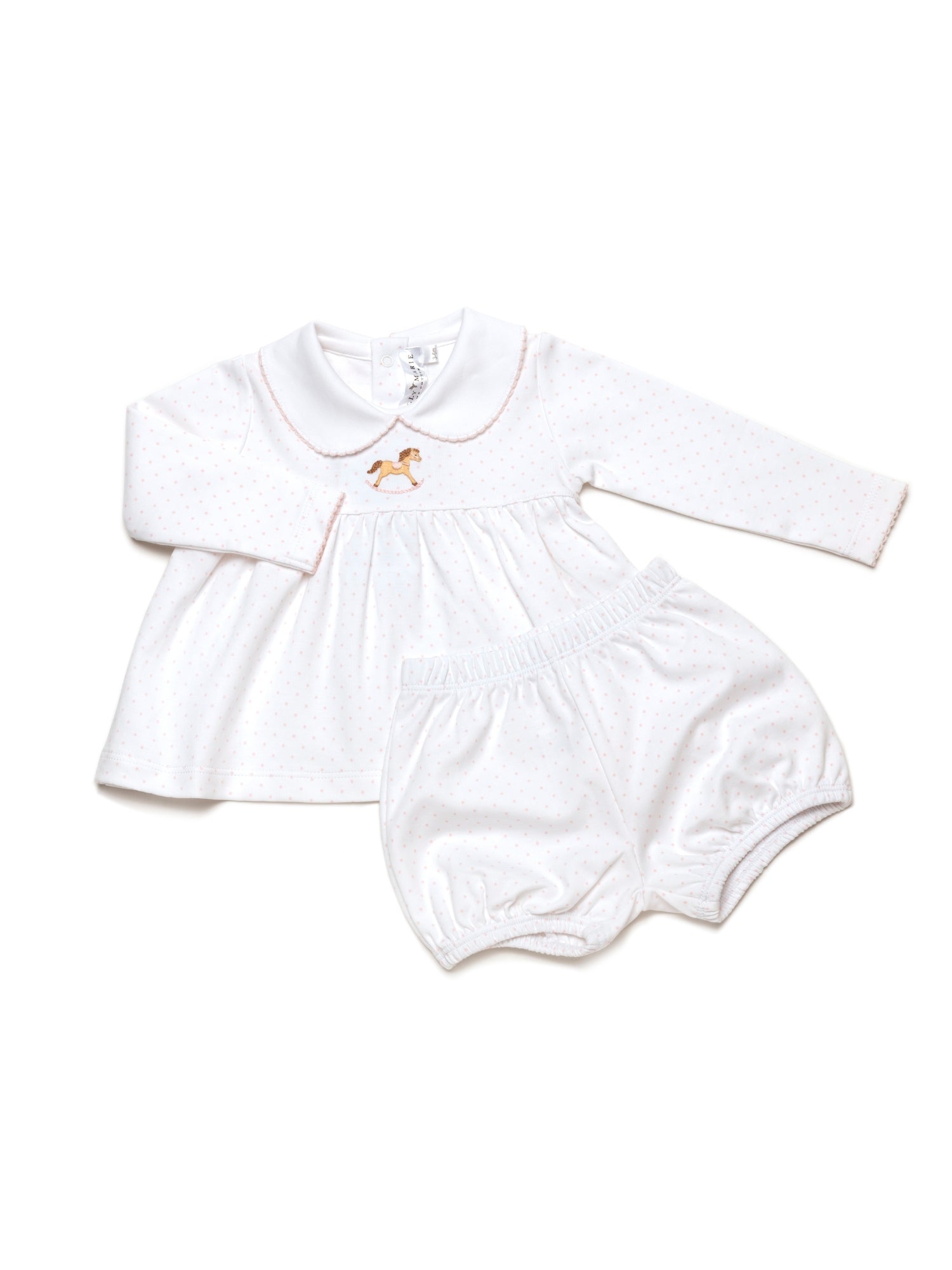 Small Rocking Horse Bloomer Set | Lt Pink Bitty Dot