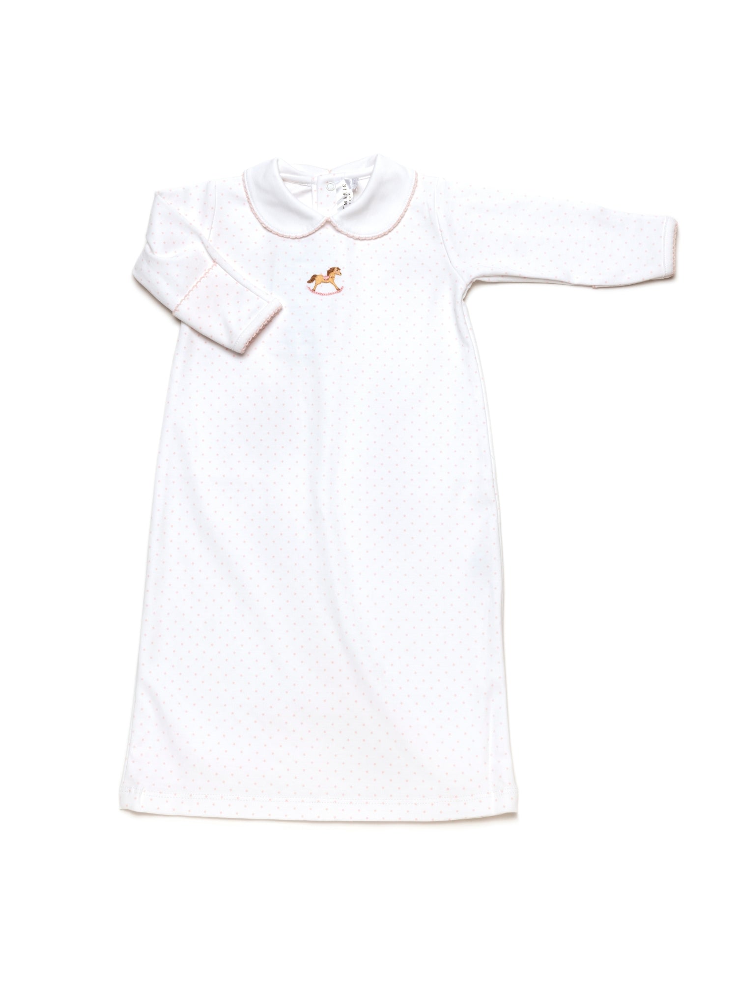 Rocking Horse Pima Day Gown | Lt Pink Bitty Dot