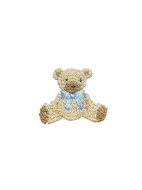 Blue Teddy Bear Pima Baby Blanket | White/Lt Blue