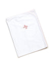 Classic Bow Pima Baby Blanket | White