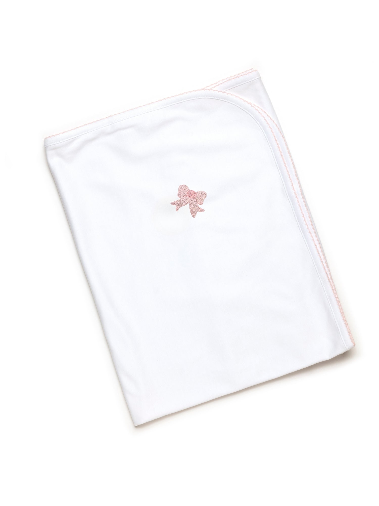 Classic Bow Pima Baby Blanket | White