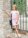 Diamond Quilt Pima Tween Skirt Set | Lt Pink
