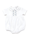 Oliver Hand Smocked Special Knit Bubble | White/Lt Blue