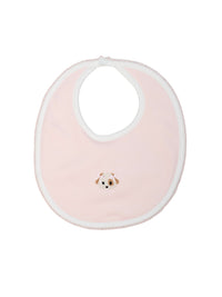 Spotted Girl Puppy Pima Baby Bib | Lt Pink
