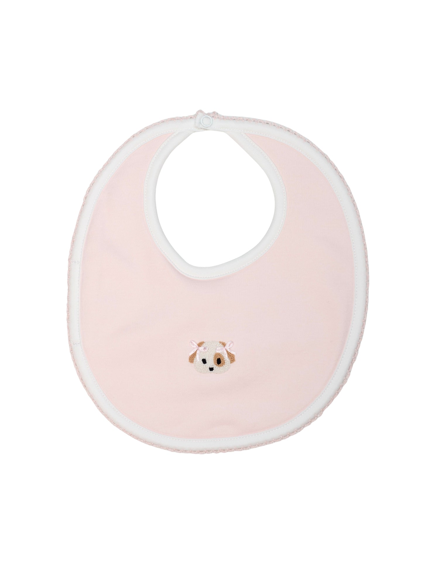Spotted Girl Puppy Pima Baby Bib | Lt Pink