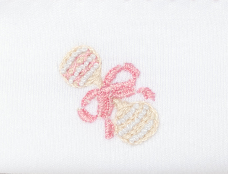 Pink Heirloom Rattle Pima Converter Gown | White