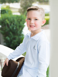 Cowboy Boot Zipper Polo Pant Set | Blue Mini Stripe Pima