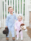 Cowboy Boot Zipper Polo Pant Set | Blue Mini Stripe Pima