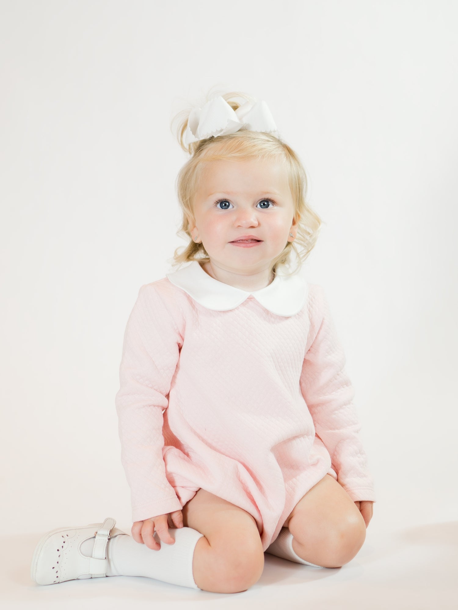 Diamond Quilt Long Sleeve Pima Bubble | Lt Pink