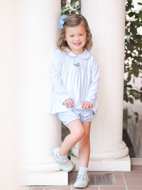 Mallard Girl Duck Pima Bloomer Set | Lt Blue Bitty Dot