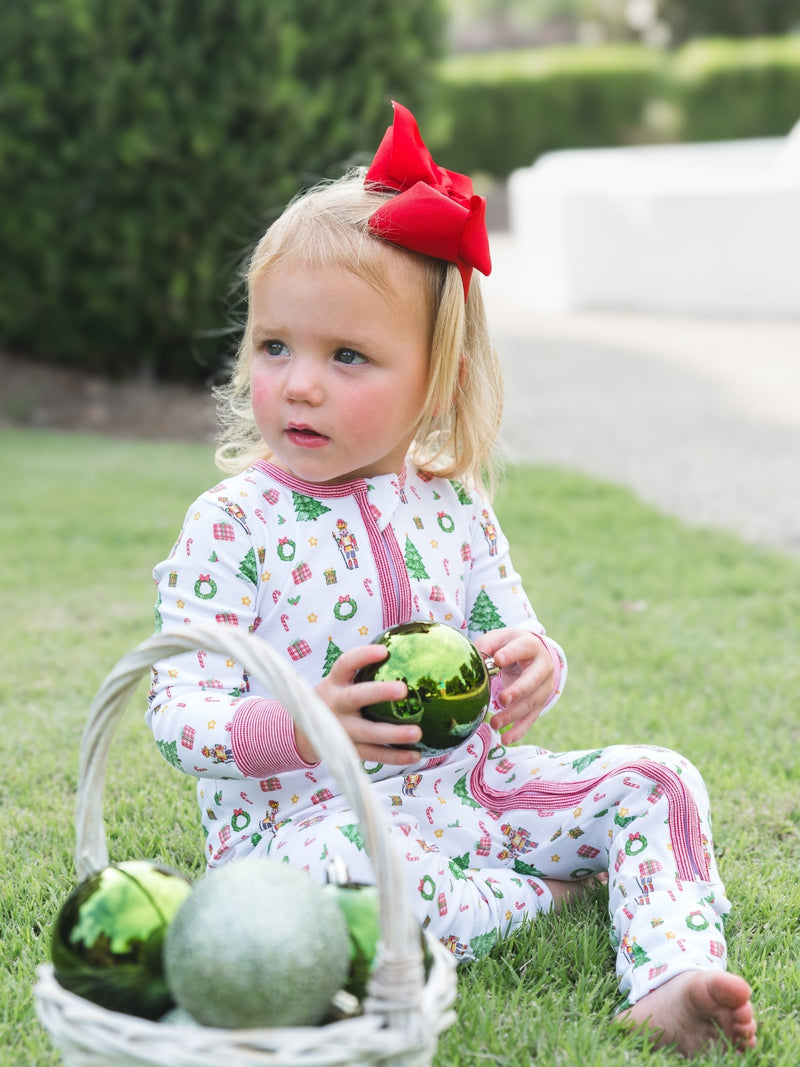 Baby Pima Convertible Zipper Footie | Winter Whimsy Print