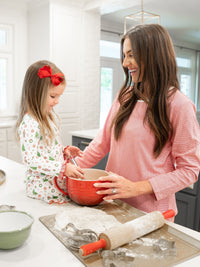 Women's Pima Long Sleeve Short Set | Red Mini Stripe